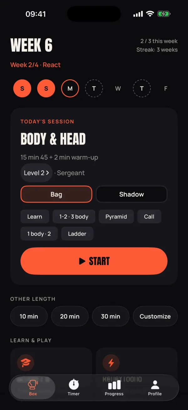 Today’s boxing session